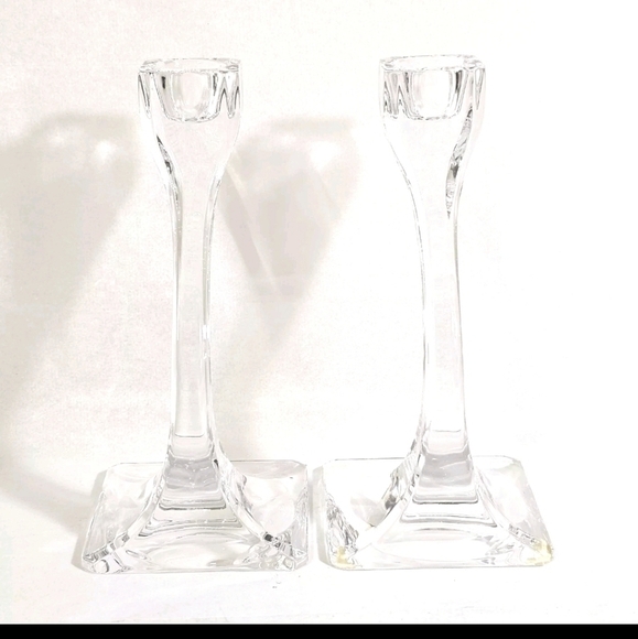 Pair Of Claus Josef Riedel Classic Elegant Mininalist Crystal Candle Holders - Picture 4 of 10